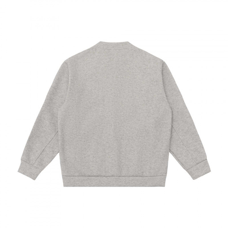 Unisex Casual Button Jacket made of Sweat Fabric with Stand-up Collar, Ribbed Cuffs and Side Pockets Fashion Glam