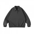 Unisex Oversize Polo Sweatshirt with Henley Button Placket and Ribbed Hem Fashion Glam