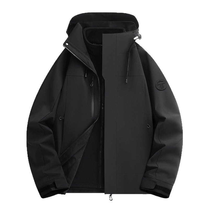 Unisex Water-Repellent Softshell Jacket with Fleece Lining and Adjustable Hood Fashion Glam