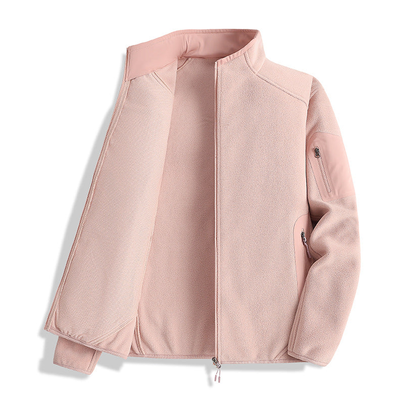 Men's fleece jacket with stand-up collar and softshell inserts Fashion Glam