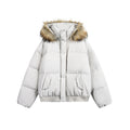 Women short quilted bomber jacket with hood and faux fur trim Fashion Glam