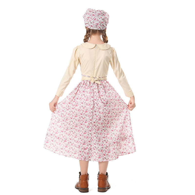 Girls' farmhouse dress with floral details Fashion Glam