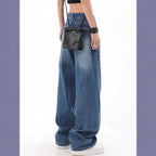 Women high-waisted oversized baggy jeans with knee rip and wide leg Fashion Glam