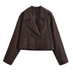 Women's Short Double-Breasted Trench Jacket in Cropped Workwear Look Fashion Glam