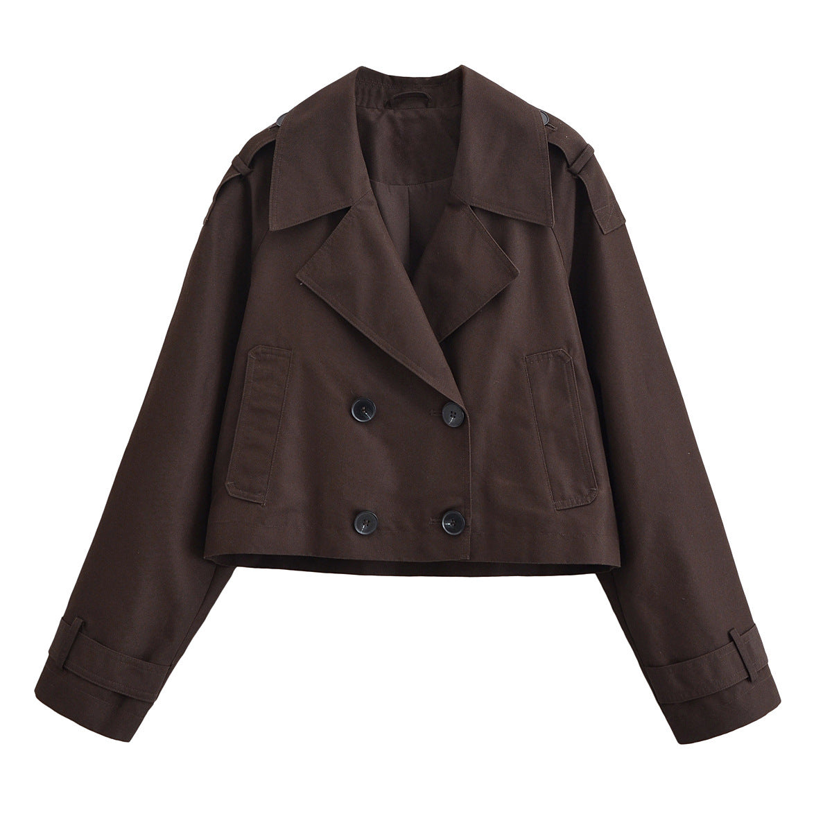 Women's Short Double-Breasted Trench Jacket in Cropped Workwear Look Fashion Glam