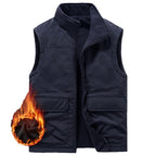 Men's Thermal Fleece Vest with windproof nylon outer layer, high stand collar, and multifunctional pockets Fashion Glam
