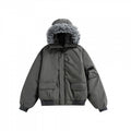 Unisex Quilted Bomber Jacket with Faux Fur Hood, Ribbed Hem and Utility Pockets Fashion Glam