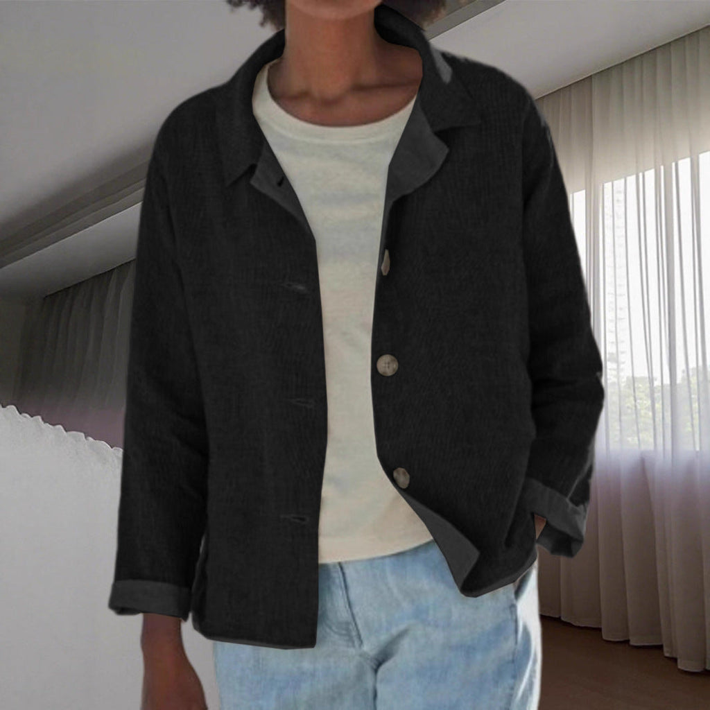 Women Lightweight and Casual Cotton Jacket with Buttoned Details Fashion Glam