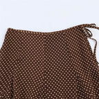 Women's Flowing A-Line Midi Skirt with Polka Dot Print and Tie Bow Fashion Glam