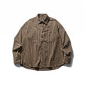 Men's Oversize Cord Shirt with Vertical Stripes, Chest Pocket and Rounded Hem Fashion Glam