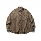 Men's Oversize Cord Shirt with Vertical Stripes, Chest Pocket and Rounded Hem Fashion Glam