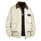 Men's Outdoor Bomber Jacket with Cord Collar and Multifunction Pockets Fashion Glam