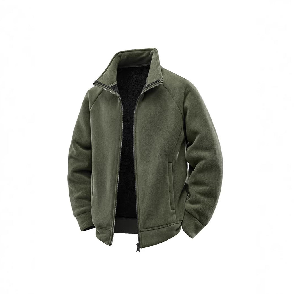 Men's fleece thermal jacket with double-layer teddy inner lining and high stand-up collar Fashion Glam