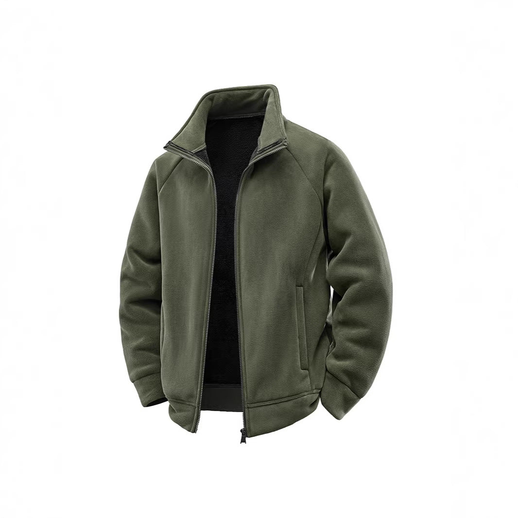 Men's fleece thermal jacket with double-layer teddy inner lining and high stand-up collar Fashion Glam