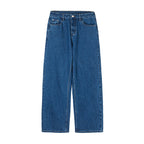 Women's Wide Denim Jeans with High Waist, Straight Leg and Five Pocket Design Fashion Glam