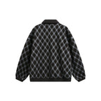 Unisex Oversize Polo-Halfzip-Pullover with Argyle Structure Fashion Glam