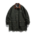 Men's Waxed Coated Outdoor Coat with Cord Collar Fashion Glam