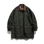 Men's Waxed Coated Outdoor Coat with Cord Collar Fashion Glam
