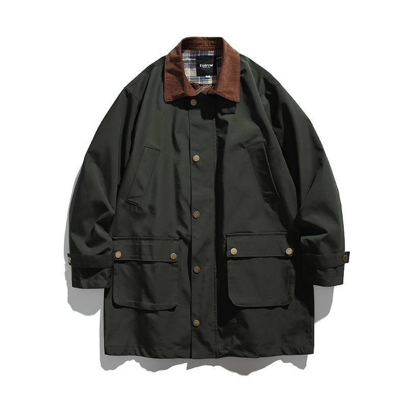 Men's Waxed Coated Outdoor Coat with Cord Collar Fashion Glam
