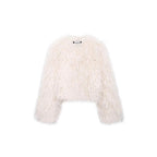 Women's Short-Cropped Bolero Jacket made of Long-Fiber Synthetic Fur with Shaggy Texture Fashion Glam