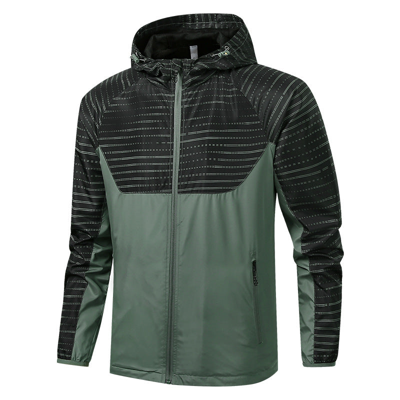 Men's Lightweight Reflective Hooded Windbreaker with Mesh Lining and Zipper Pockets Fashion Glam