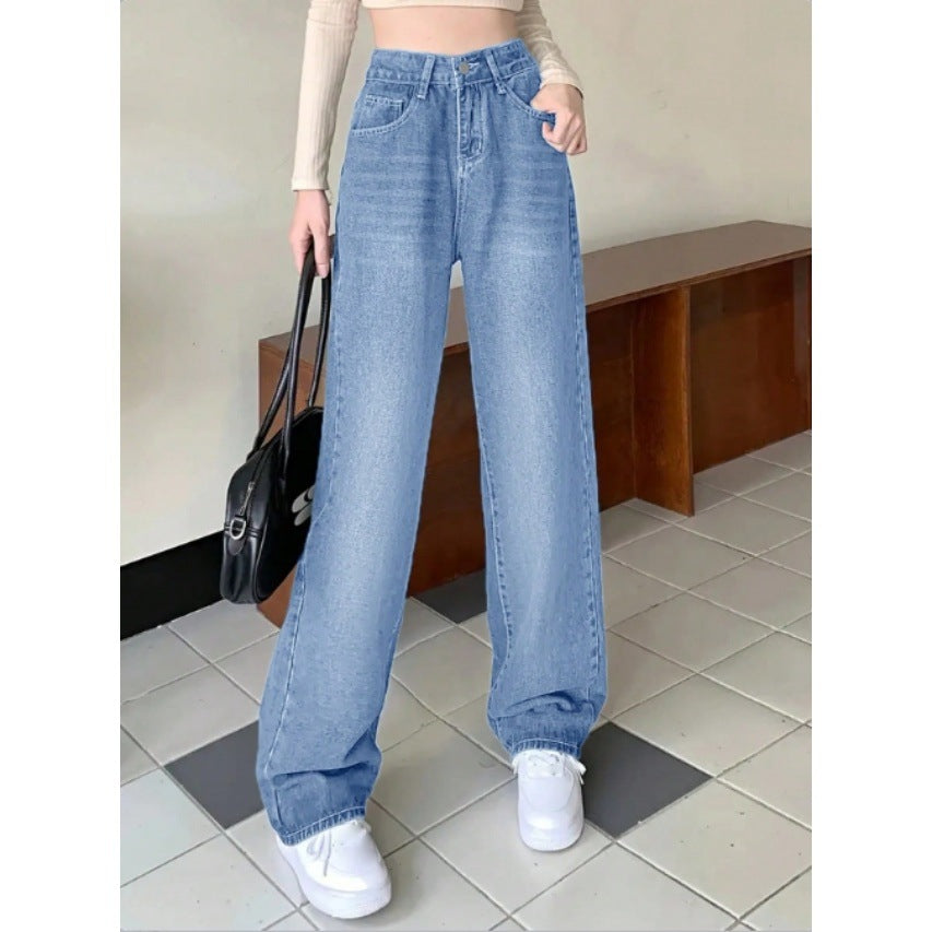 Women's wide High-Waist Baggy jeans with straight leg Fashion Glam