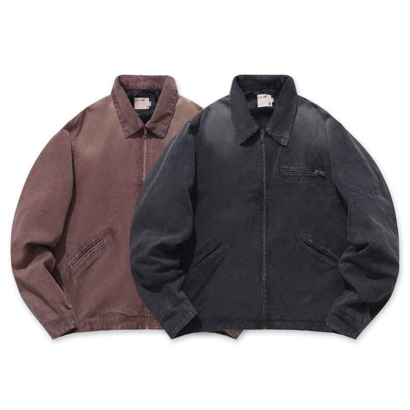 Men's Casual Worker Jacket made of soft canvas with zipper Fashion Glam