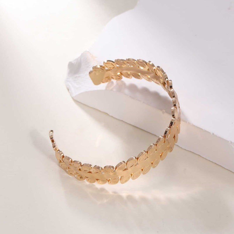 Women's Open Bangle in Modern Bamboo Design Fashion Glam