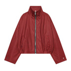 Women's Checked Cropped Bomber Jacket with High Stand Collar, Elastic Hem and Full Zip Fashion Glam