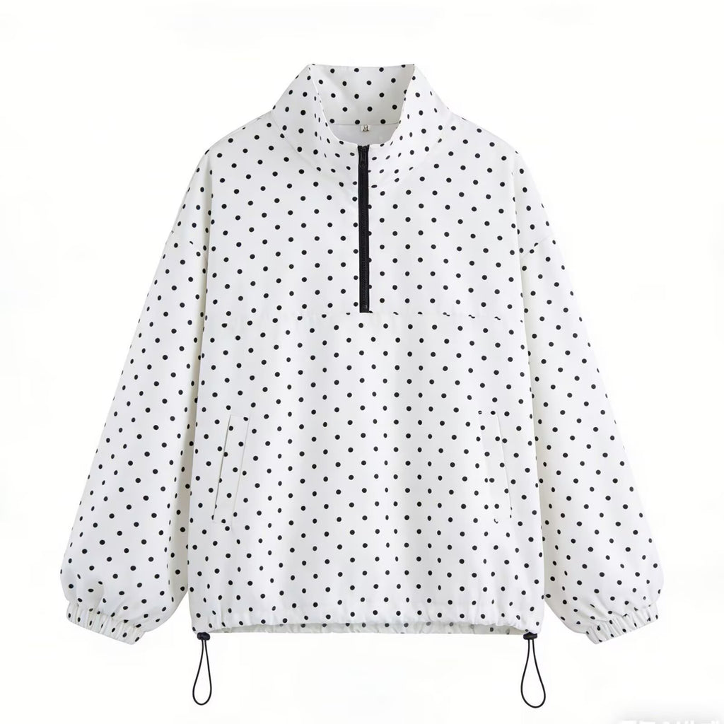 Women's lightweight dotted anorak with half zipper and drawstring Fashion Glam