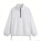 Women's lightweight dotted anorak with half zipper and drawstring Fashion Glam