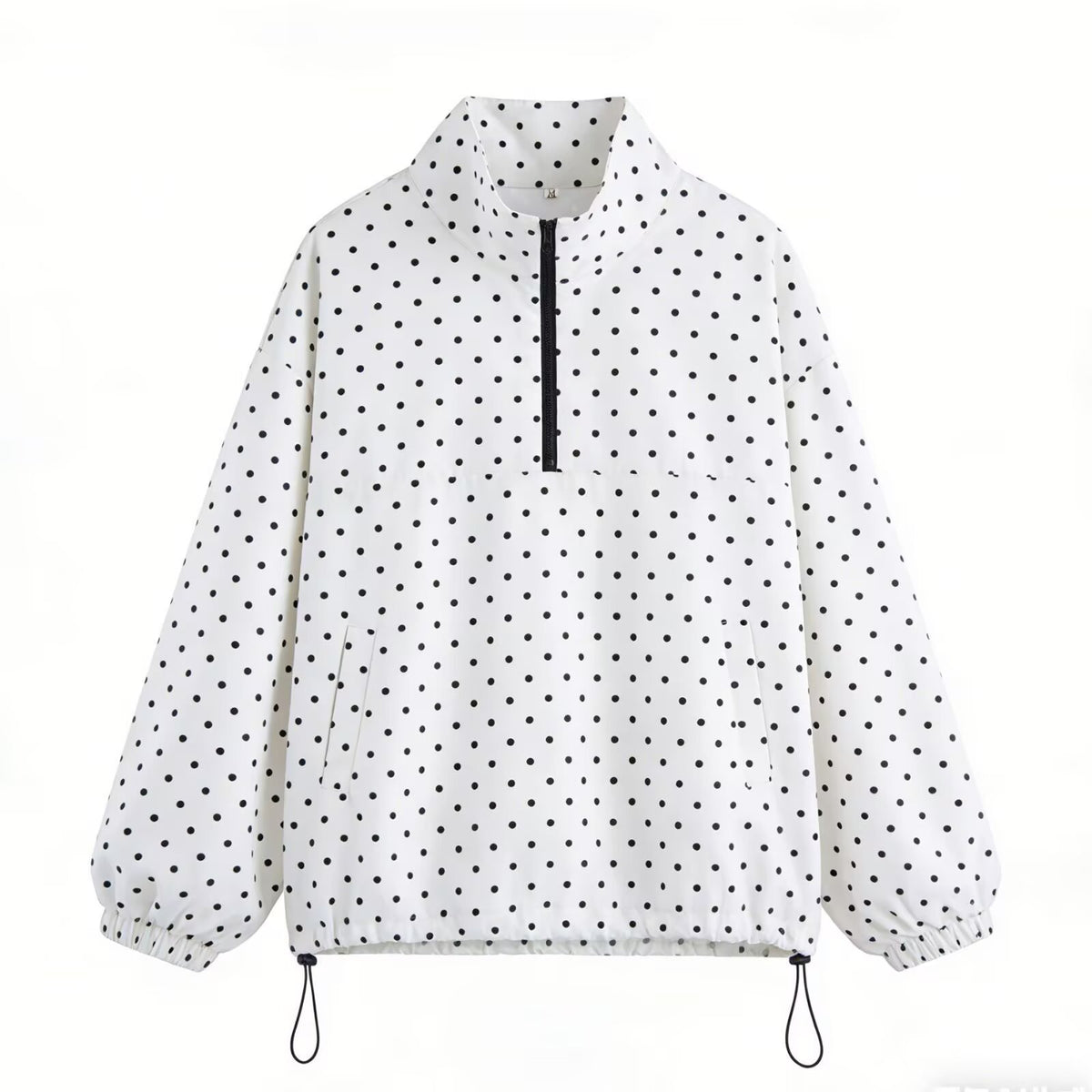 Women's lightweight dotted anorak with half zipper and drawstring Fashion Glam
