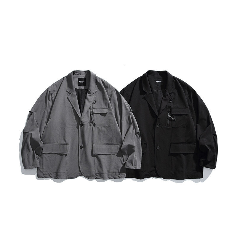 Men's Oversized Utility Blazer with Multifunctional Pockets Fashion Glam