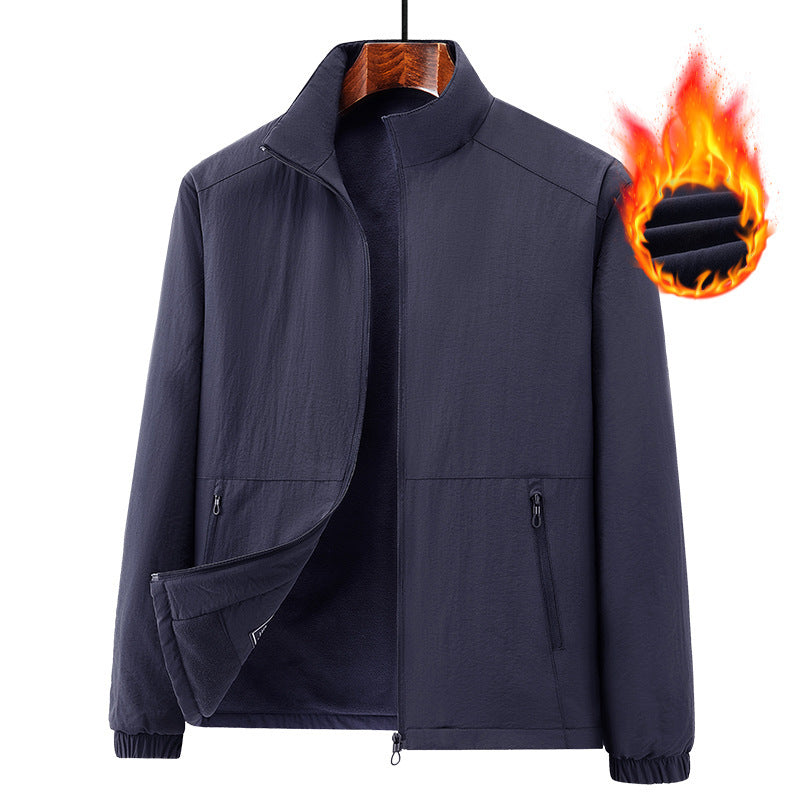 Men's lightweight windproof fleece jacket with stand-up collar and zip pockets Fashion Glam
