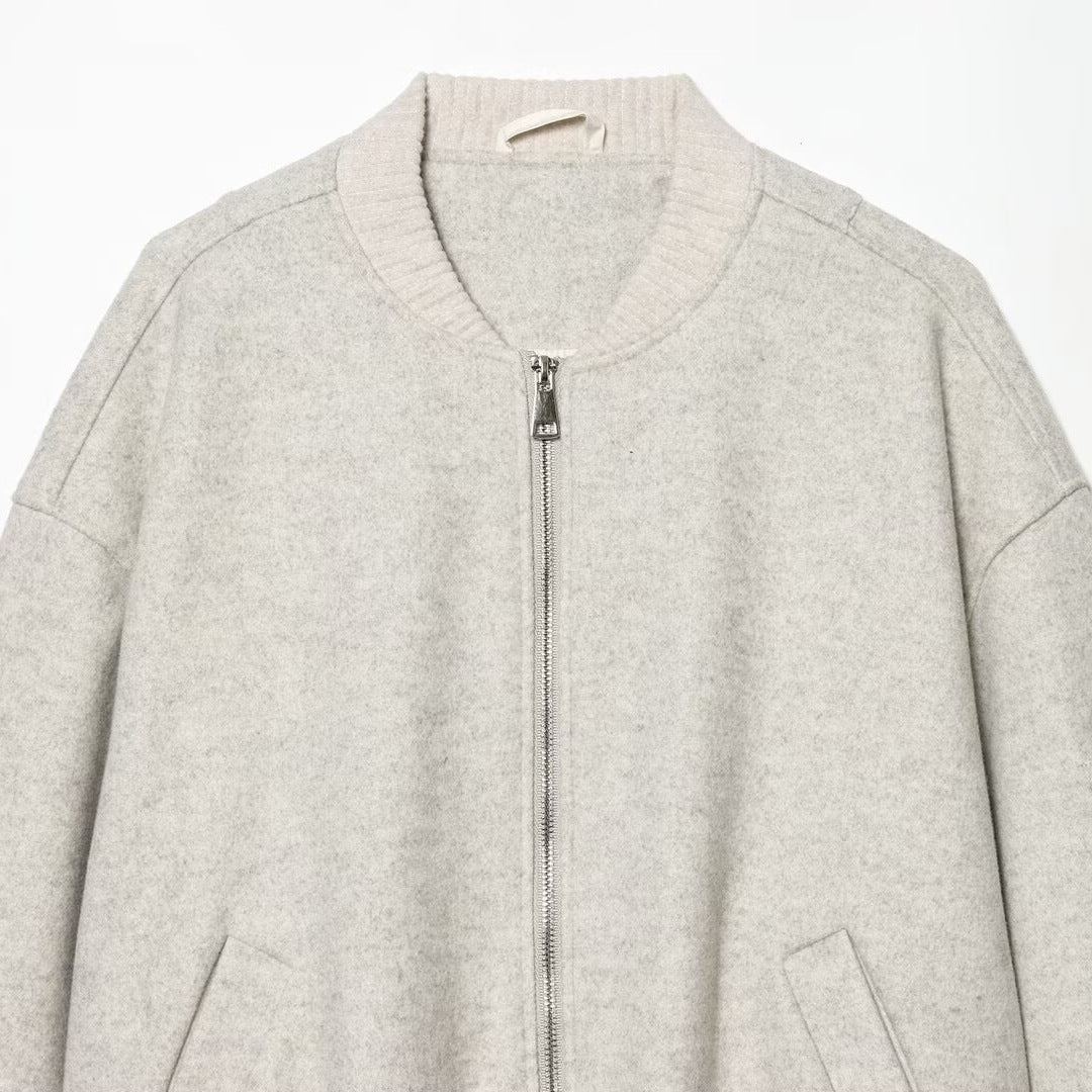 Women's Boxy Bomber Jacket made of Sweat Material with Zipper and Arm Pocket Fashion Glam