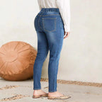 Women high-cut stretch jeggings with elastic comfort waistband and back pockets Fashion Glam