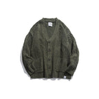 Unisex Oversized Knit Cardigan with Cable Pattern, V-Neck and Patch Pockets Fashion Glam
