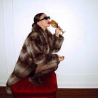 Women's Luxurious Oversized Faux Fur Coat with Hood and Satin Lining Fashion Glam