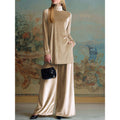 Women’s Oversized Velvet Set with Turtleneck and Wide Palazzo Pants Fashion Glam