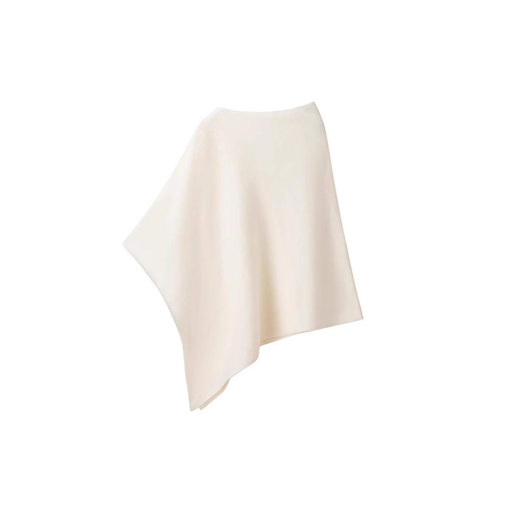Ladies Asymmetric Fine Knit Poncho with Round Neck Fashion Glam