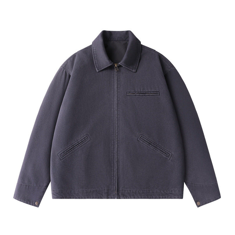 Men's short jacket in boxy cut made of canvas with shirt collar and welt pockets Fashion Glam