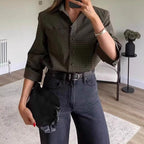 Women Oversize Check Shirt with Chest Pocket and Curved Hem Fashion Glam