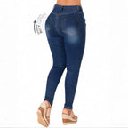 Women's Sculpting Skinny Jeans with High Waist, Push-Up Cut and Super Stretch Fashion Glam