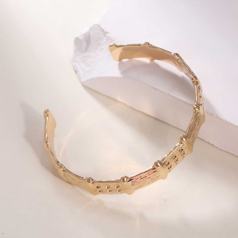 Women's Open Bangle in Modern Bamboo Design Fashion Glam