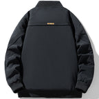 Men's Padded Utility Bomber Jacket with Ribbed Collar, Quilted Lining and Concealed Snap Placket Fashion Glam