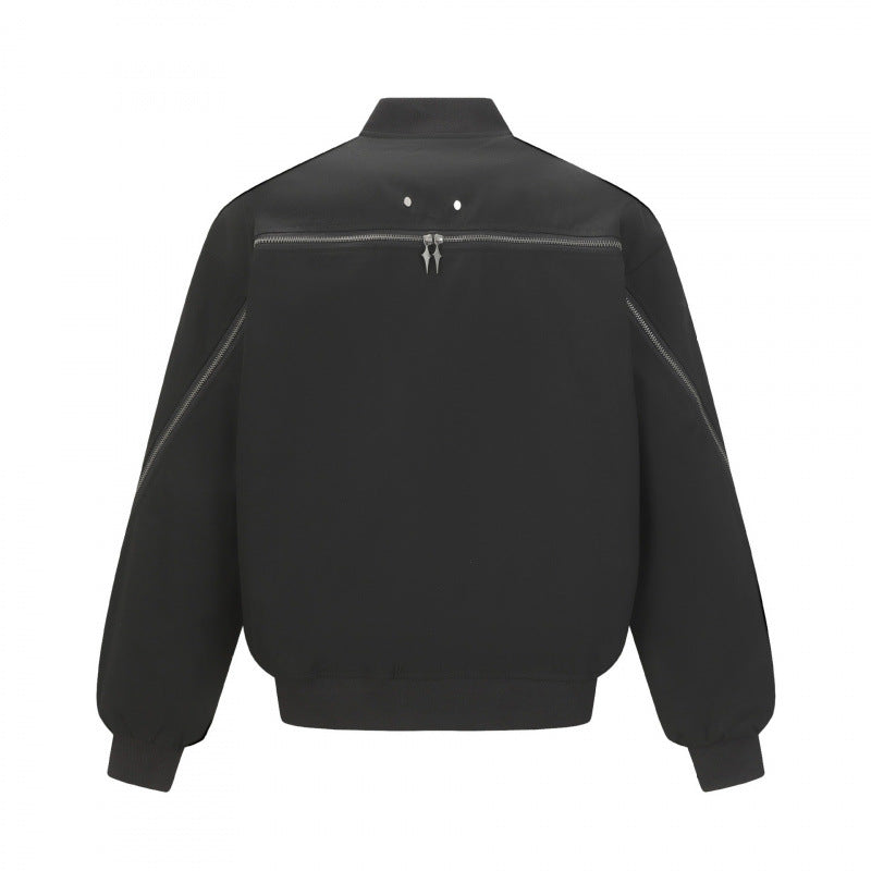 Unisex Boxy-Bomber jacket with full zip, ribbed hem and chest welt pocket Fashion Glam