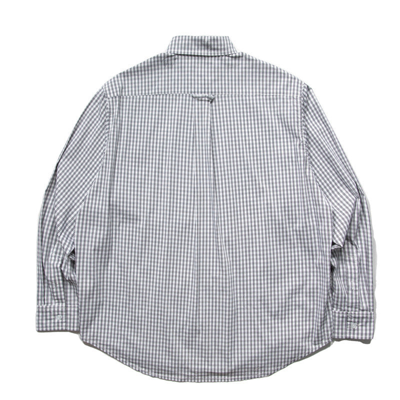 Men's Oversized Checked Shirt in Boxy Cut with Button-Down Collar and Curved Hem Fashion Glam