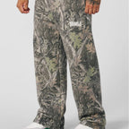 Men's wide camouflage joggers with elastic comfort waistband and thigh logo Fashion Glam