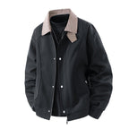 Men's Light Canvas Blouson with Check Collar, Zipper and Snap Button Placket Fashion Glam