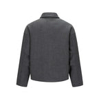 Men's Short Boxy Wool Blend Transitional Jacket with Concealed Button Placket and Raglan Sleeves Fashion Glam